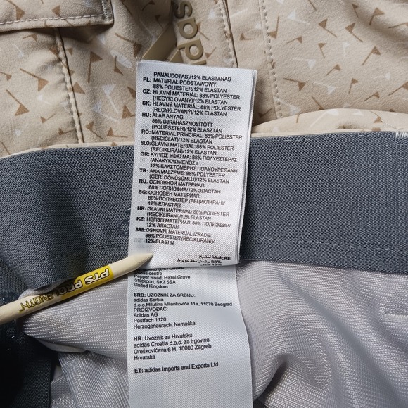 NWOT Adidas 365 Flag Ult Print Short Chino Golf Sz 38 HA9126 Brown Hemp Wht RFID - Picture 12 of 16